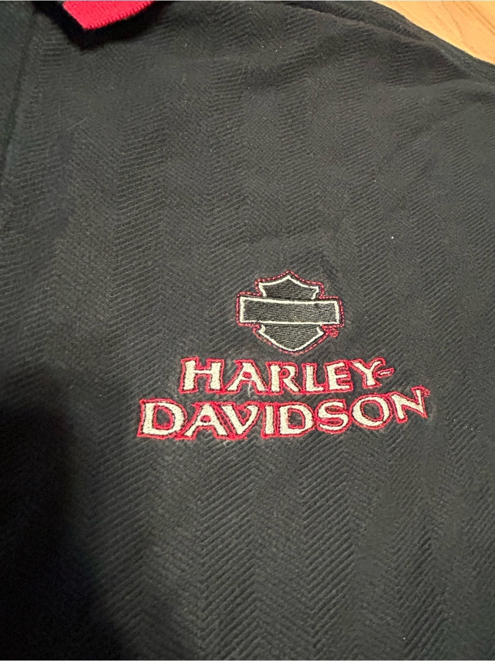 Harley-Davidson Black Polo with Red Trim and Embroidered Logo